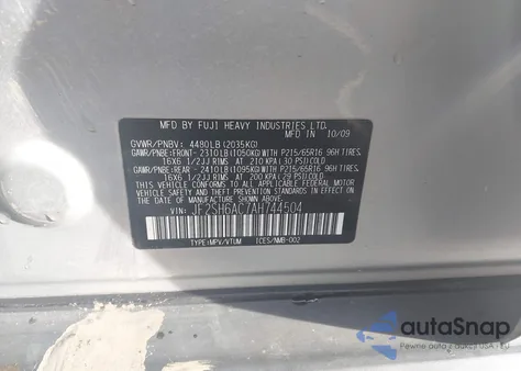 2010 Subaru Forester 2.5X z USA, uszkodzony, nr VIN JF2SH6AC7AH744504